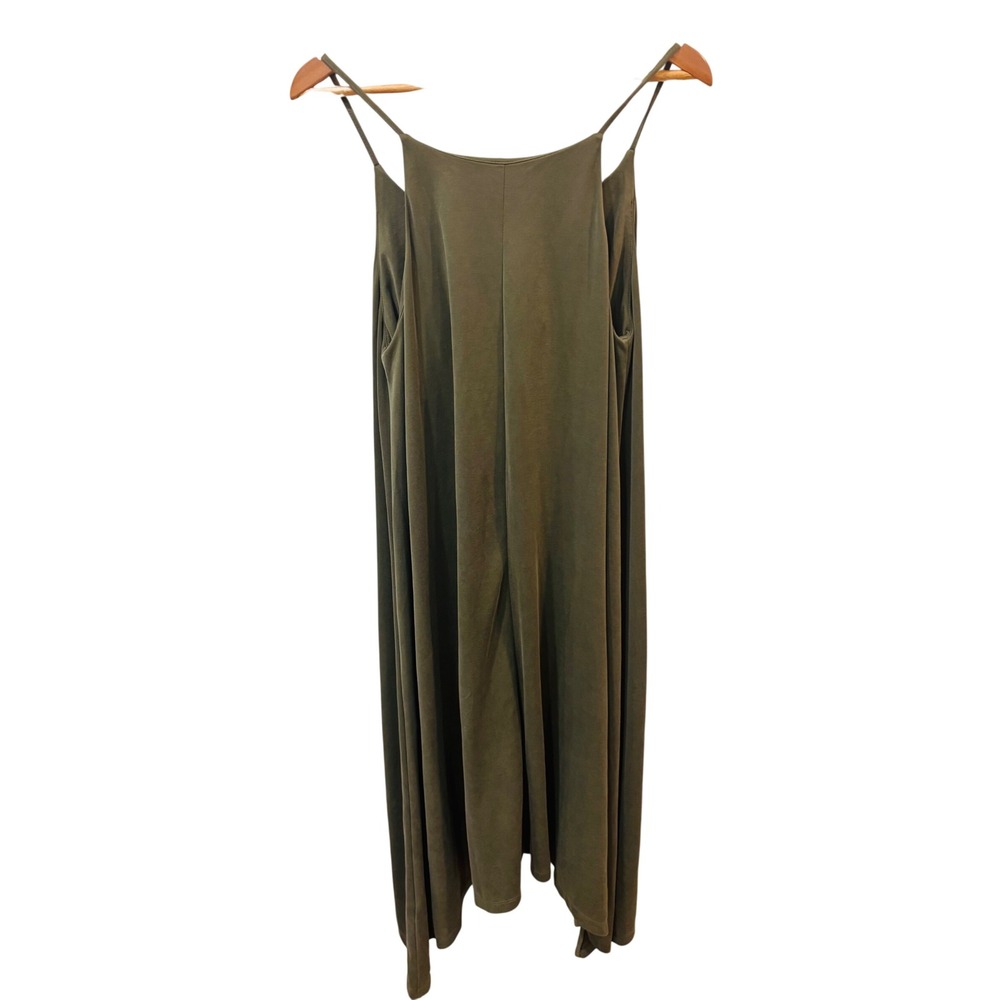 Joie Olive Green V-Neck Spaghetti Strap Sharkbite Midi Slip Dress Womens Medium - Picture 5 of 9